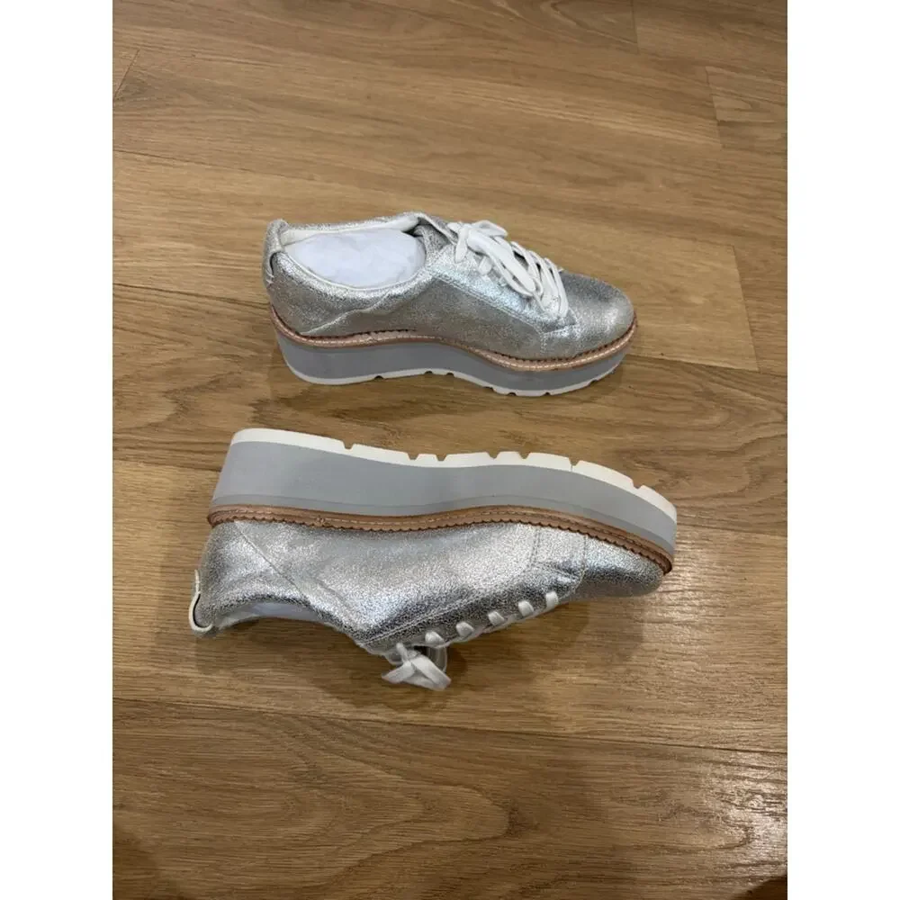 Dolce Vita Toyah Lace Up Platform Sneakers in Metallic Silver Size 9.5